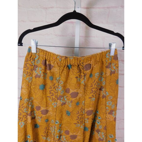 Susan Graver Floral Skirt Small Yellow Blue Boho - Picture 2 of 9